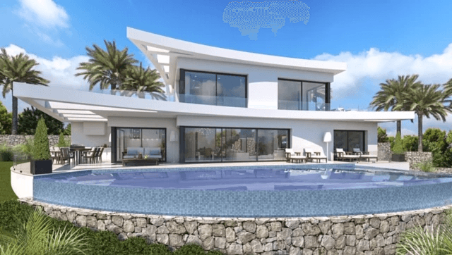 Villa de alta calidad de nueva construcción con piscina infinity y magníficas vistas al final de una calle sin salida.